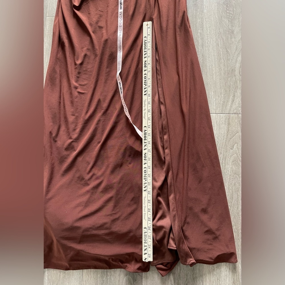 leena for Mac Duggal Keyhole Draped Gown Chocolate Brown Elegant Gown Women’s 10 - Picture 14 of 16